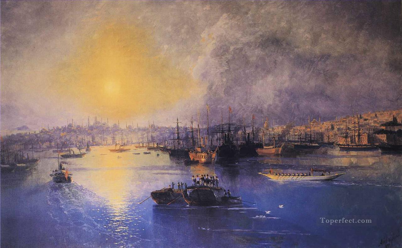 constantinople sunset 1899 Romantic Ivan Aivazovsky Russian Oil Paintings